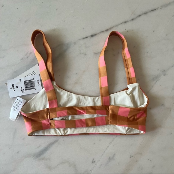 L*Space Jess Bikini Top in Seaesta Surf Gingham Size XS NWT Scoop Neck Plaid - Picture 6 of 6